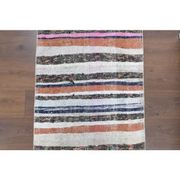 Vintage Turkish Hand-Knotted Wool Cotton White Kilim Runner Rug 78x228