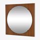 Miroir rond des années 60 - 70 sur cadre carré en bois