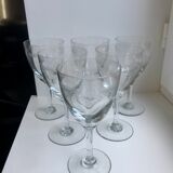 Set of 6 crystal wine glasses engraved 30s