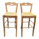 2 chaises de bar bois et paille