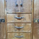 Buffet bas époque Art déco en bois et marbre avec miroir