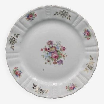 Assiette en porcelaine de Limoges - Décor floral - Année 40