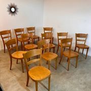 Lot 12 wooden bistro chairs by Horgen Glarus 70s vintage