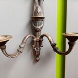Patinated bronze wall lamp in louis XVI ribbon style