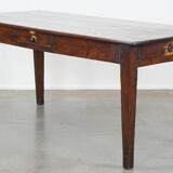 Table ancienne en bois fruitier, 2 tiroirs, France