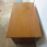Vintage modernist desk - 5 drawers - shelf - 1950s - closure mechanism