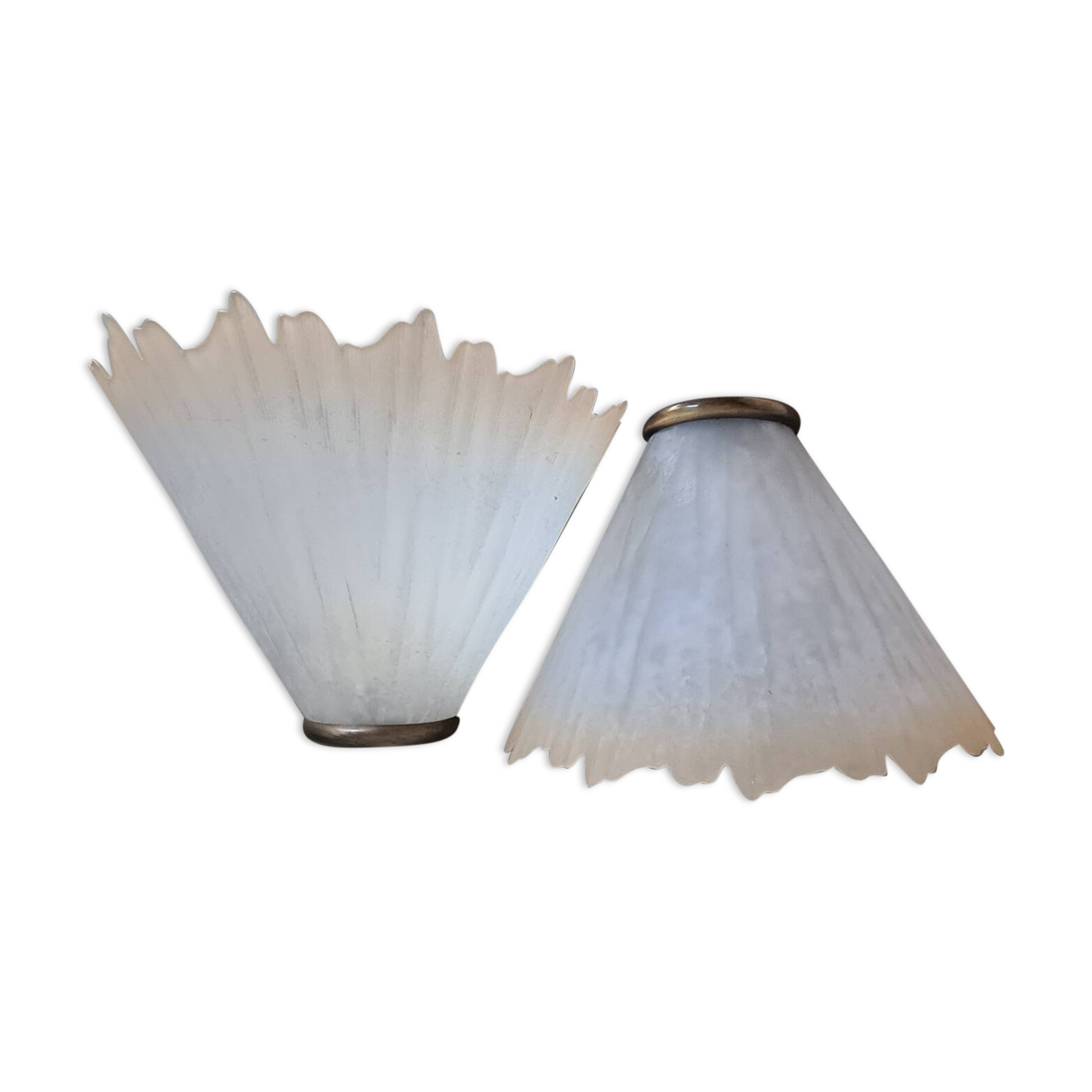 Pair of vintage French molded glass wall sconces