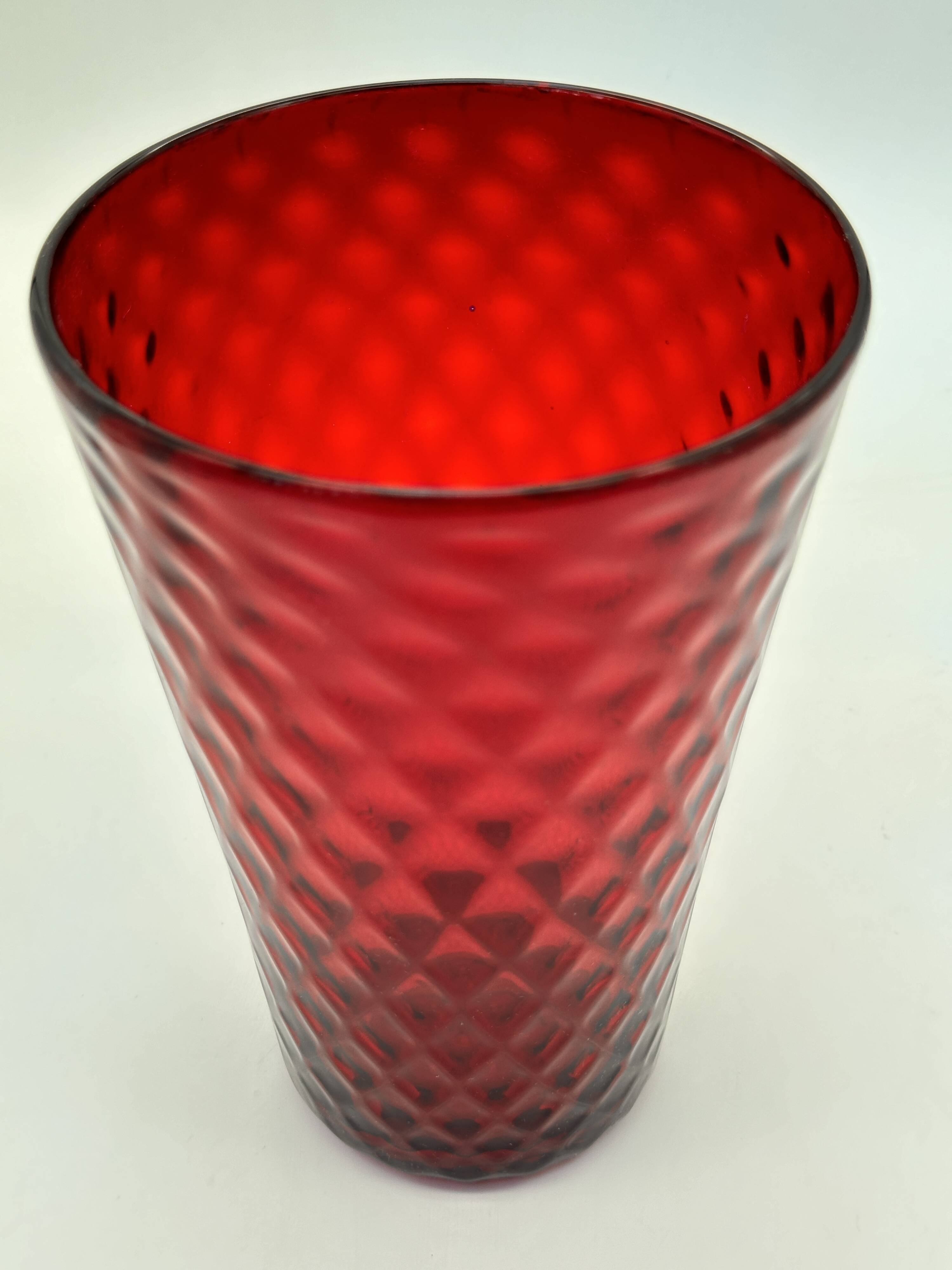 Red pineapple blown glass vase, 1970s, Germany