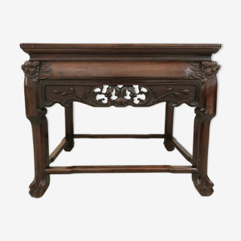 Side table in iron wood and marble from China Circa 1900