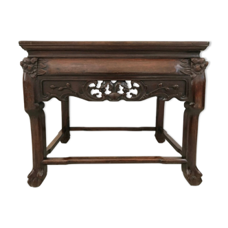 Side table in iron wood and marble from China Circa 1900