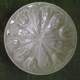 French Art Deco White Pate De Verre Platformer With Abstract Tulip Design 5145
