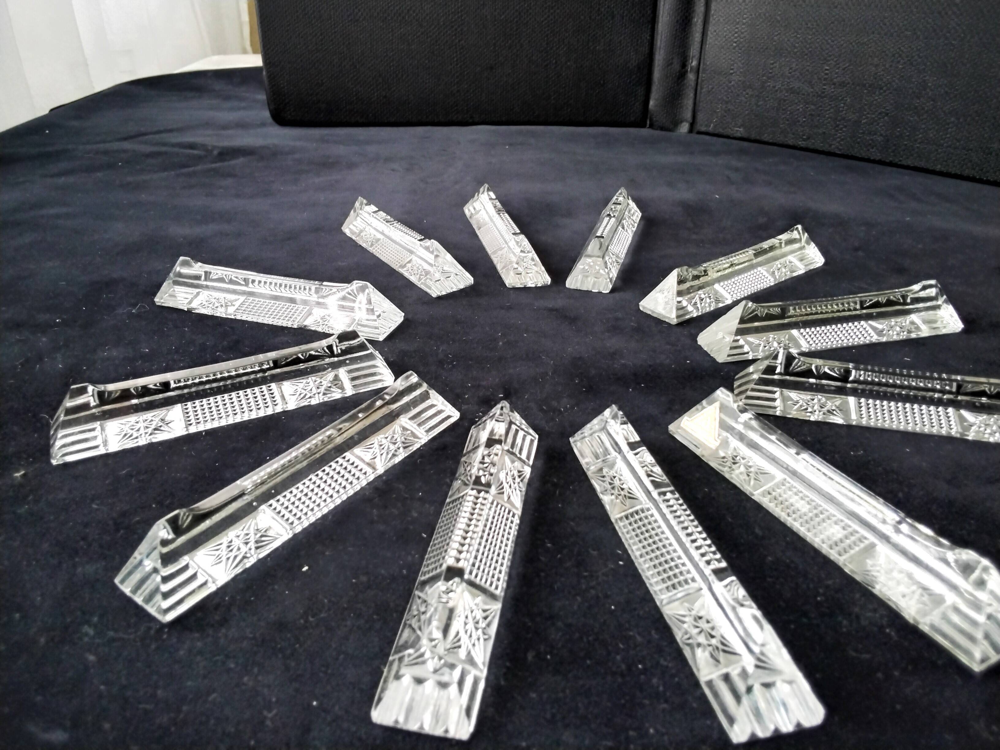 Box of 12 crystal knife holders Oberglas Austria