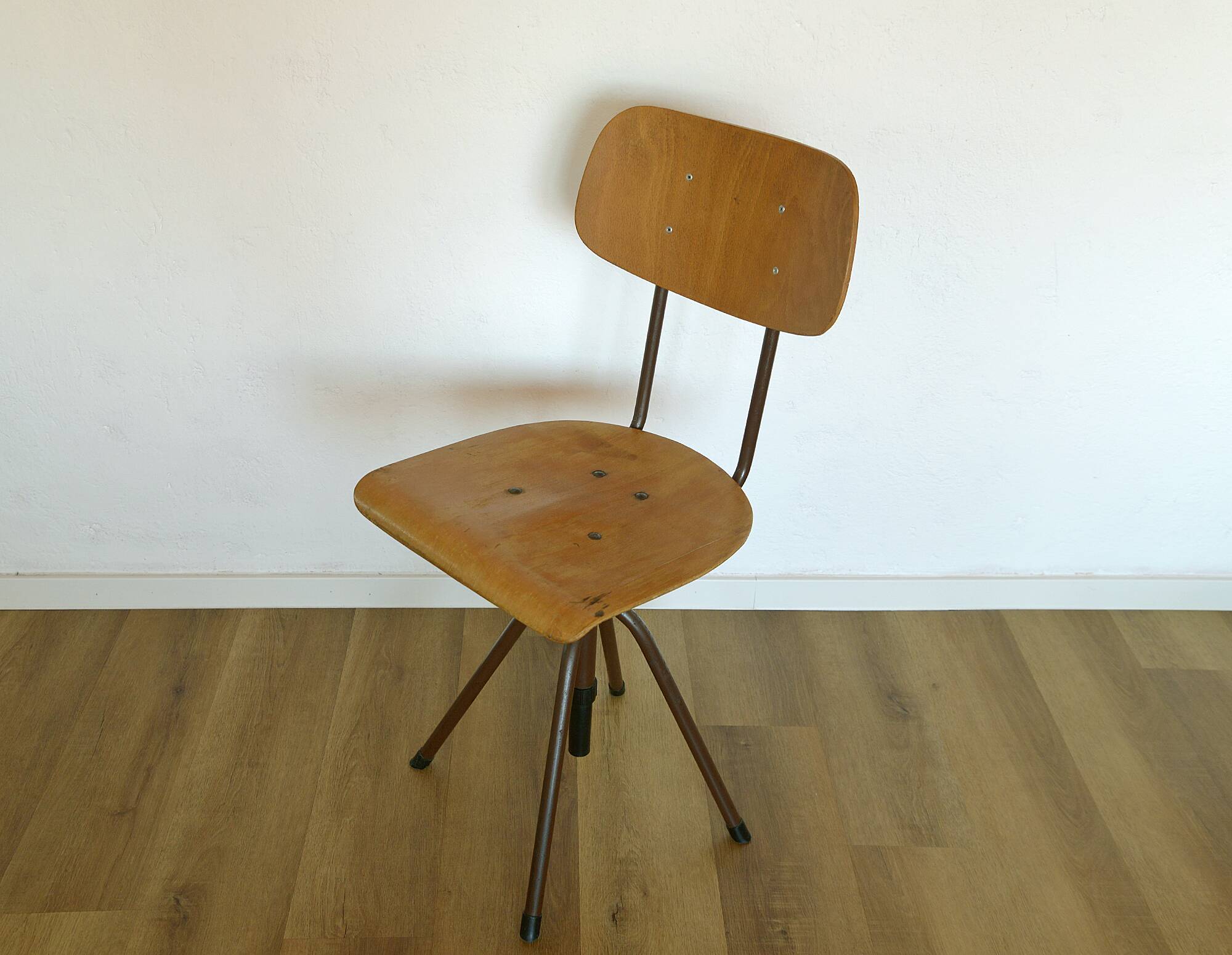 Vintage Office Chair Mid Century Desk Adjustable Swivel Wooden Chair