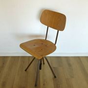 Vintage Office Chair Mid Century Desk Adjustable Swivel Wooden Chair