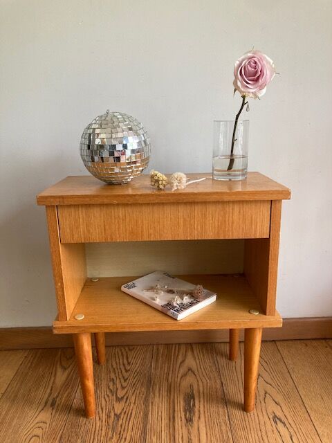 Vintage bedside table pencil feet