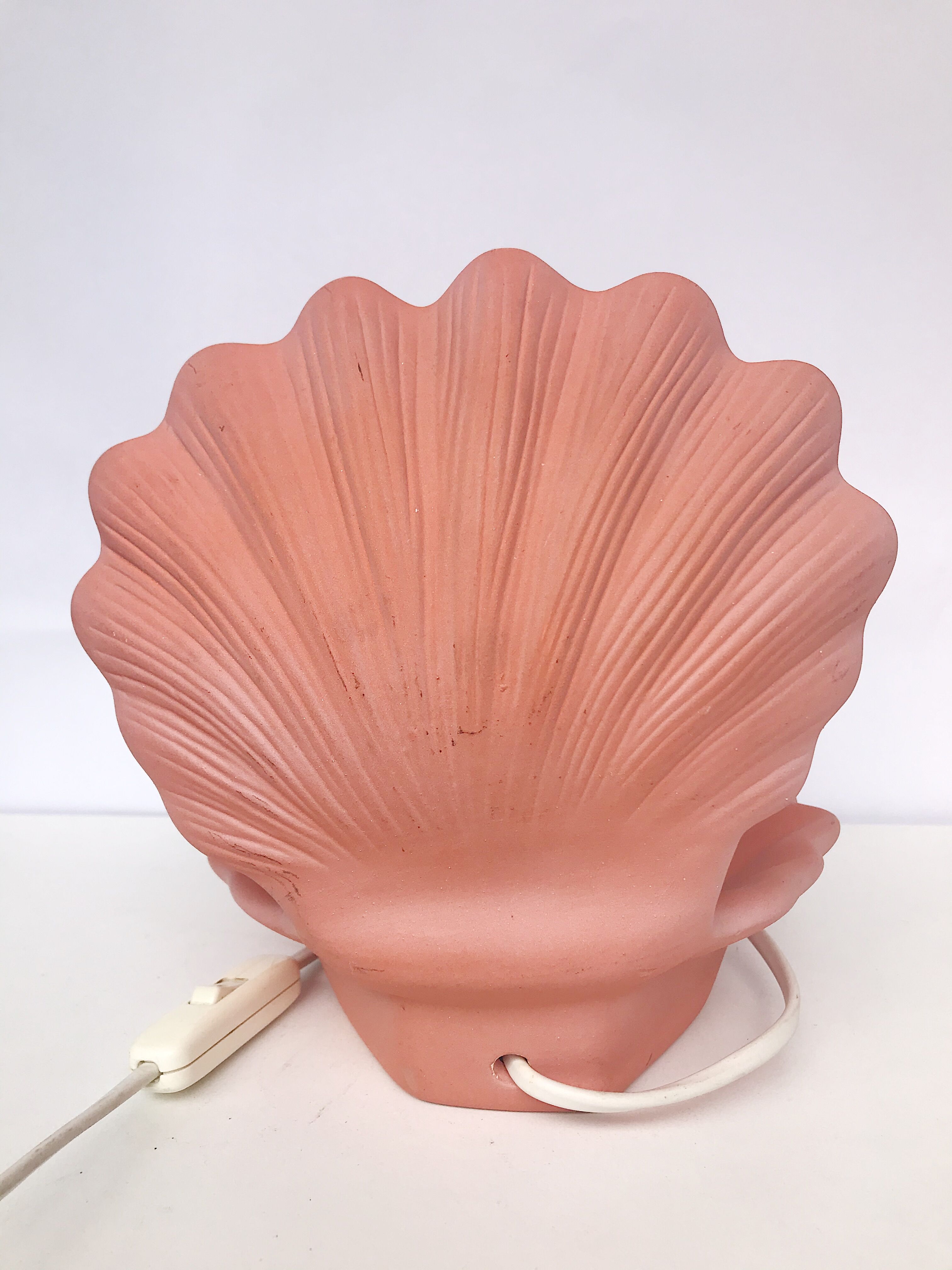 Lampe coquillage vintage années 70 couleur corail