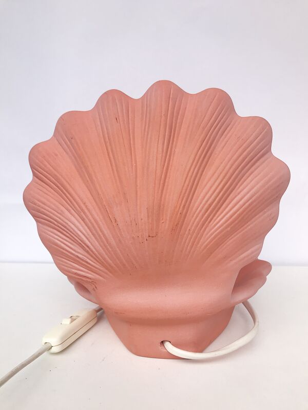 Lampe coquillage vintage années 70 couleur corail