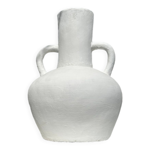 Vase artisanal en terracotta - peint blanc