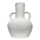 Handcrafted terracotta vase painted white with double handles h:40 d:30