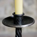 Pair of brutalist wrought iron candlesticks