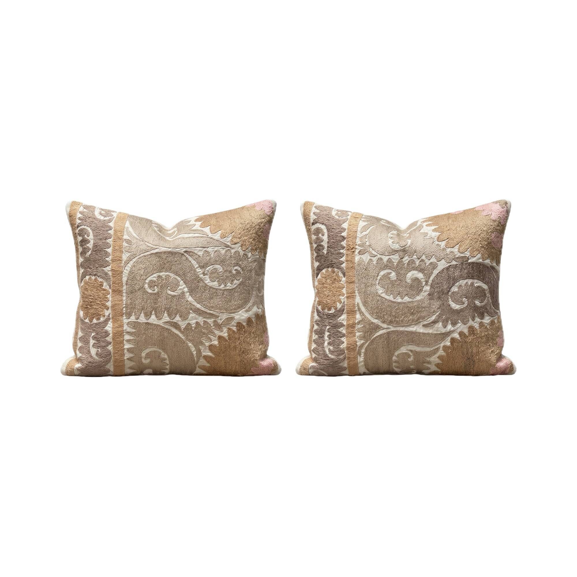 Set of 2 vintage embroidered cushion covers 55x65 cm