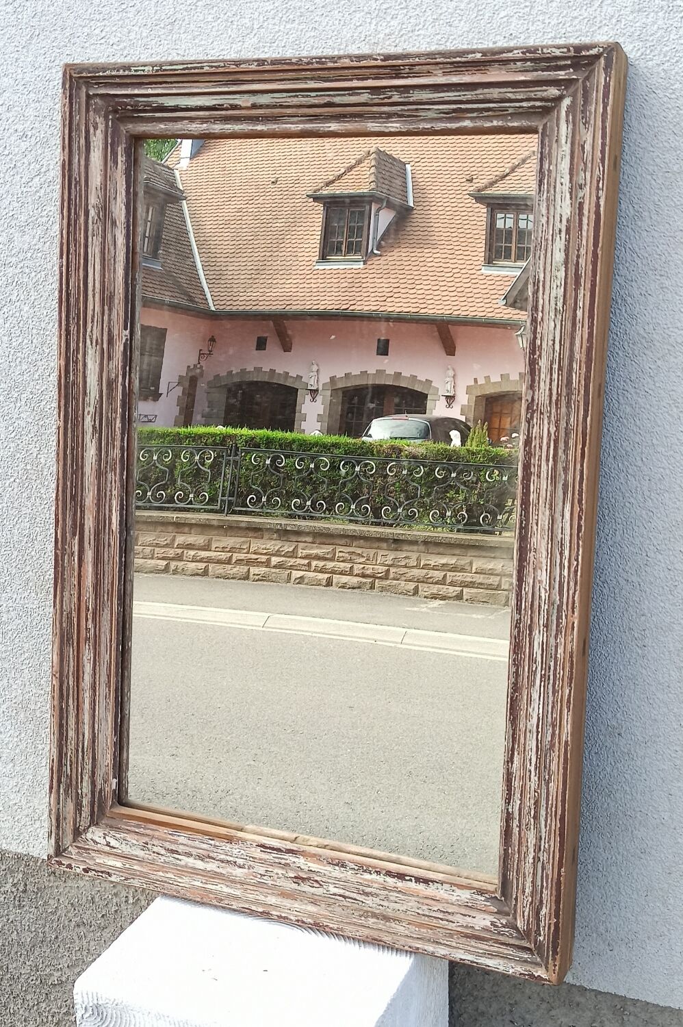 Rectangular mirror in old wood