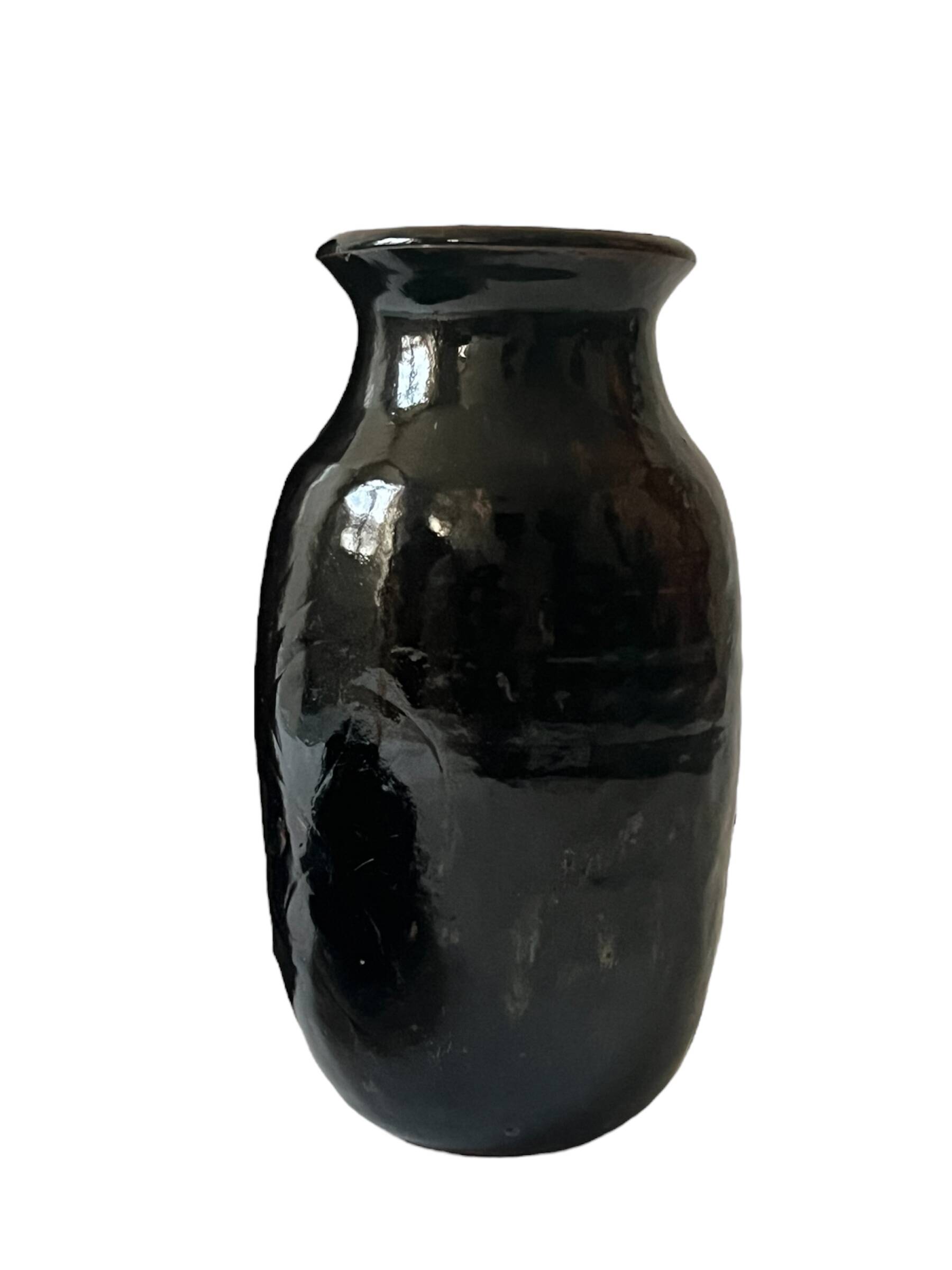 Large ovoid vase circa 1950 in tenmoku glazed ceramic
