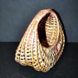 Gondola basket in wicker rattan braided vintage small model