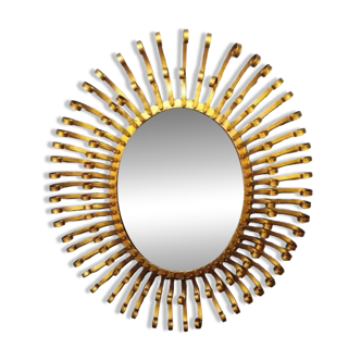 Sun mirror 60cm gold metal period 1950
