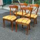 4 Matignon chairs by René Trotel in solid cherry wood and yellow fabric from the 1960s.