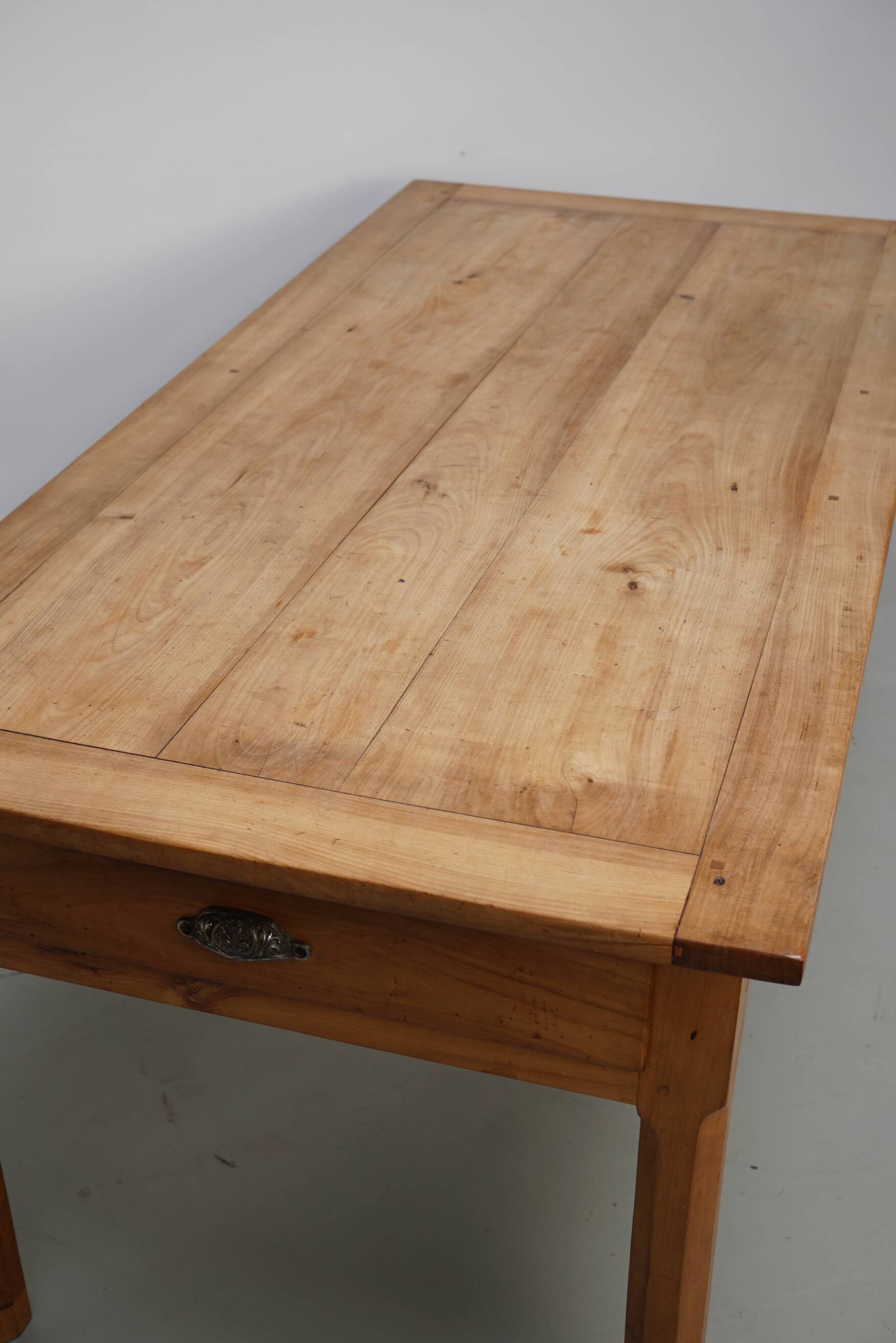 Antique Cherry French Farmhouse Dining Table, 19th Century