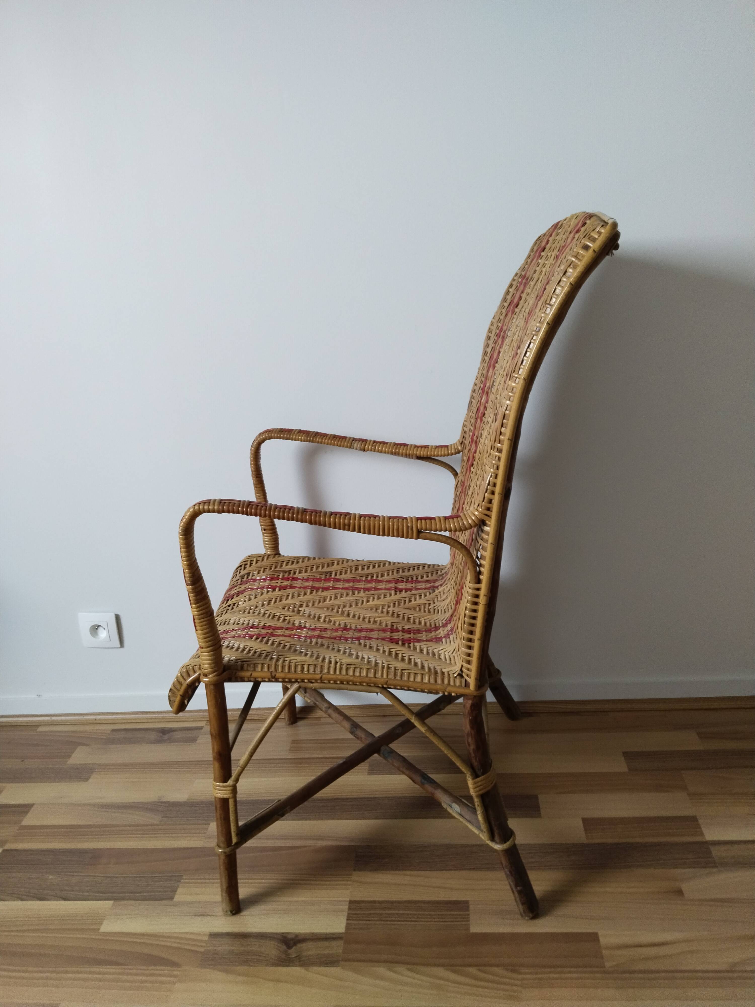Fauteuil adulte en rotin vintage