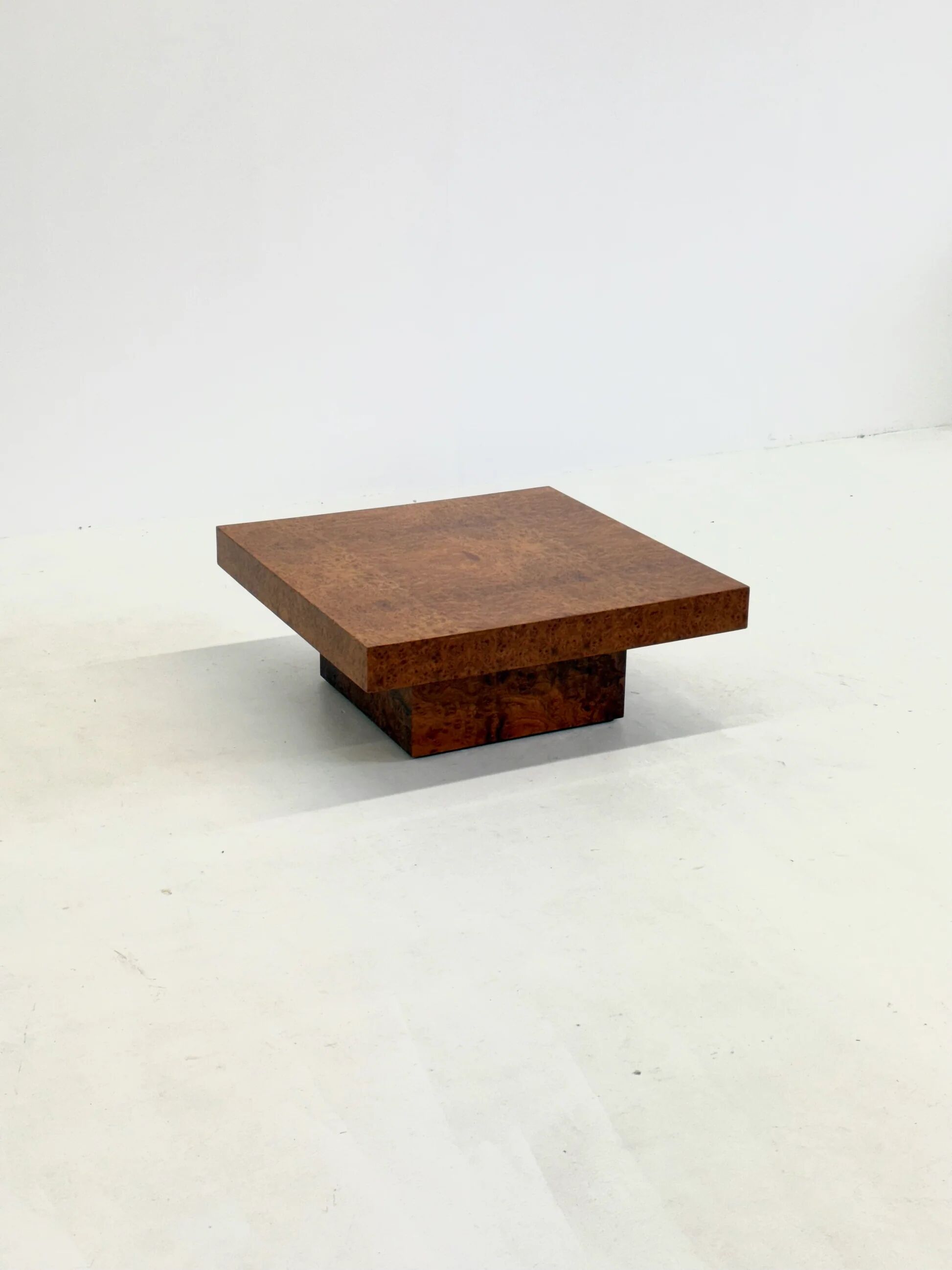 Square coffee table by Fratelli Turri with burl wood