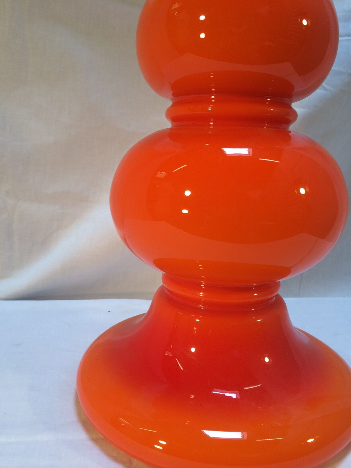 Vintage lamp foot in opaline orange double fires-years 70
