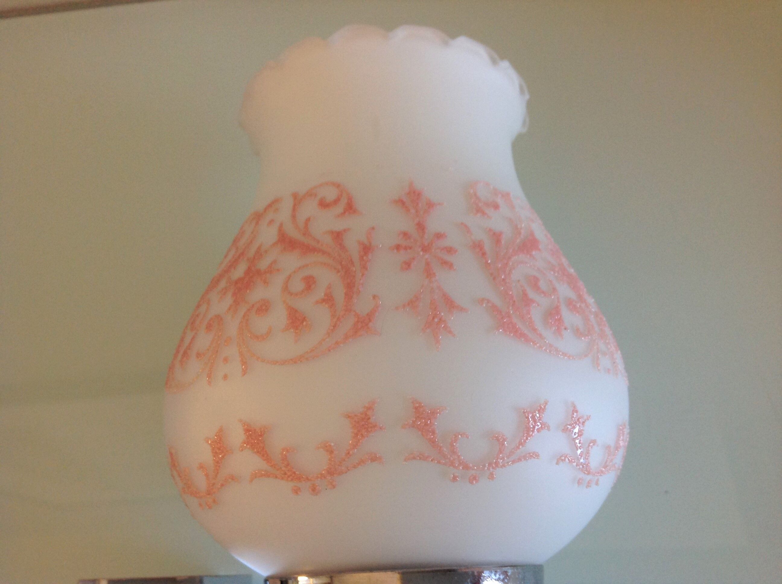 Pair of white opaline and chromed metal / vintage wall lamp 60s-70s