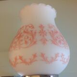 Pair of white opaline and chromed metal / vintage wall lamp 60s-70s