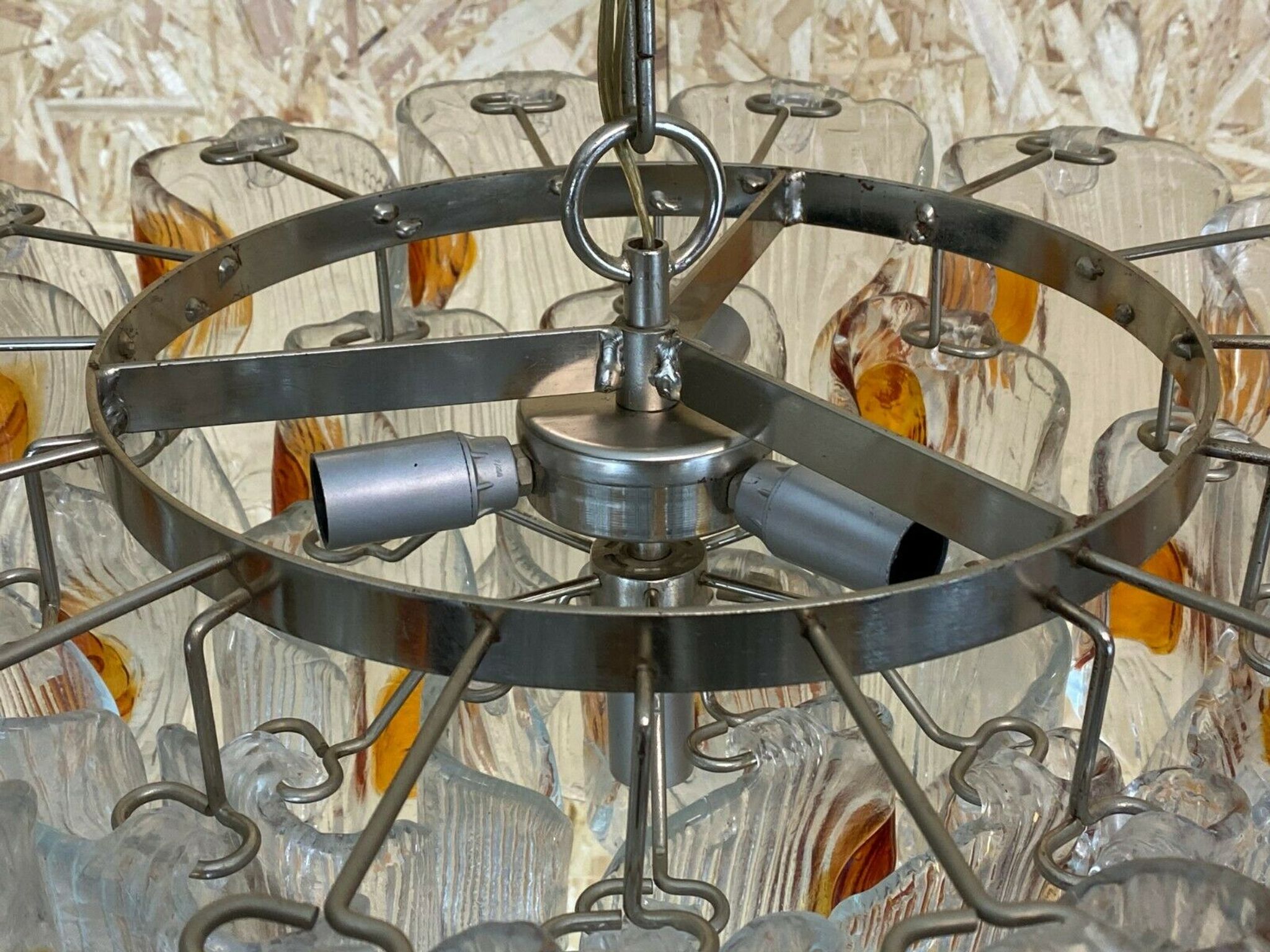 XL 60s 70s Murano Glass Chrome Chandelier Chandelier Glass Space Age 60s v