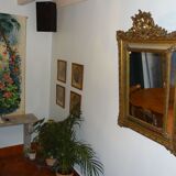 Miroir à parcloses en stuc doré XIXème siècle 89x130cm