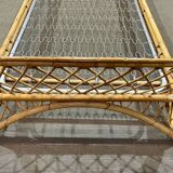 Lit en rotin des années 1960 avec son sommier métal.