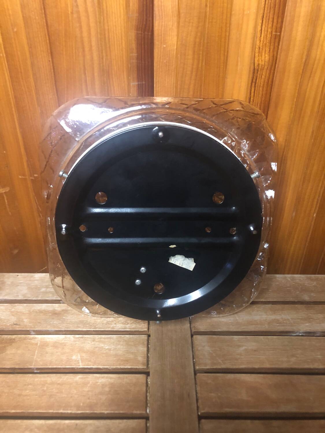 Old arlux pendant lamp gold molded glass + vintage black metal support