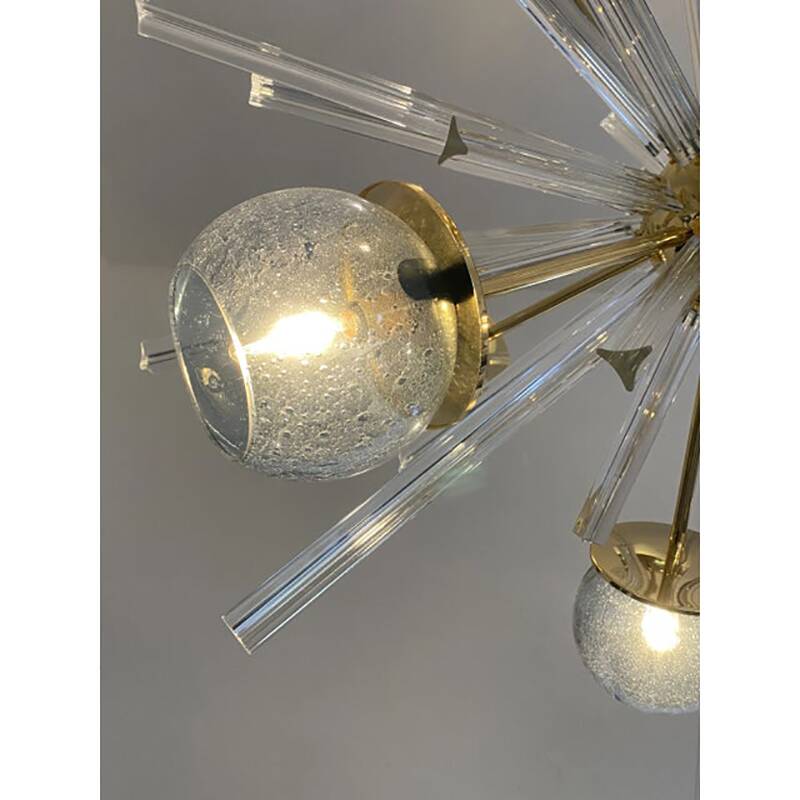 Contemporary Mid-Century Modern Style Sputnik Blue Murano Glass Chandelier