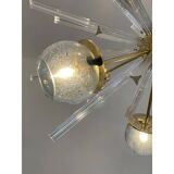 Contemporary Mid-Century Modern Style Sputnik Blue Murano Glass Chandelier