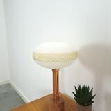 Vintage table lamp marble base with copper and milk glass shade