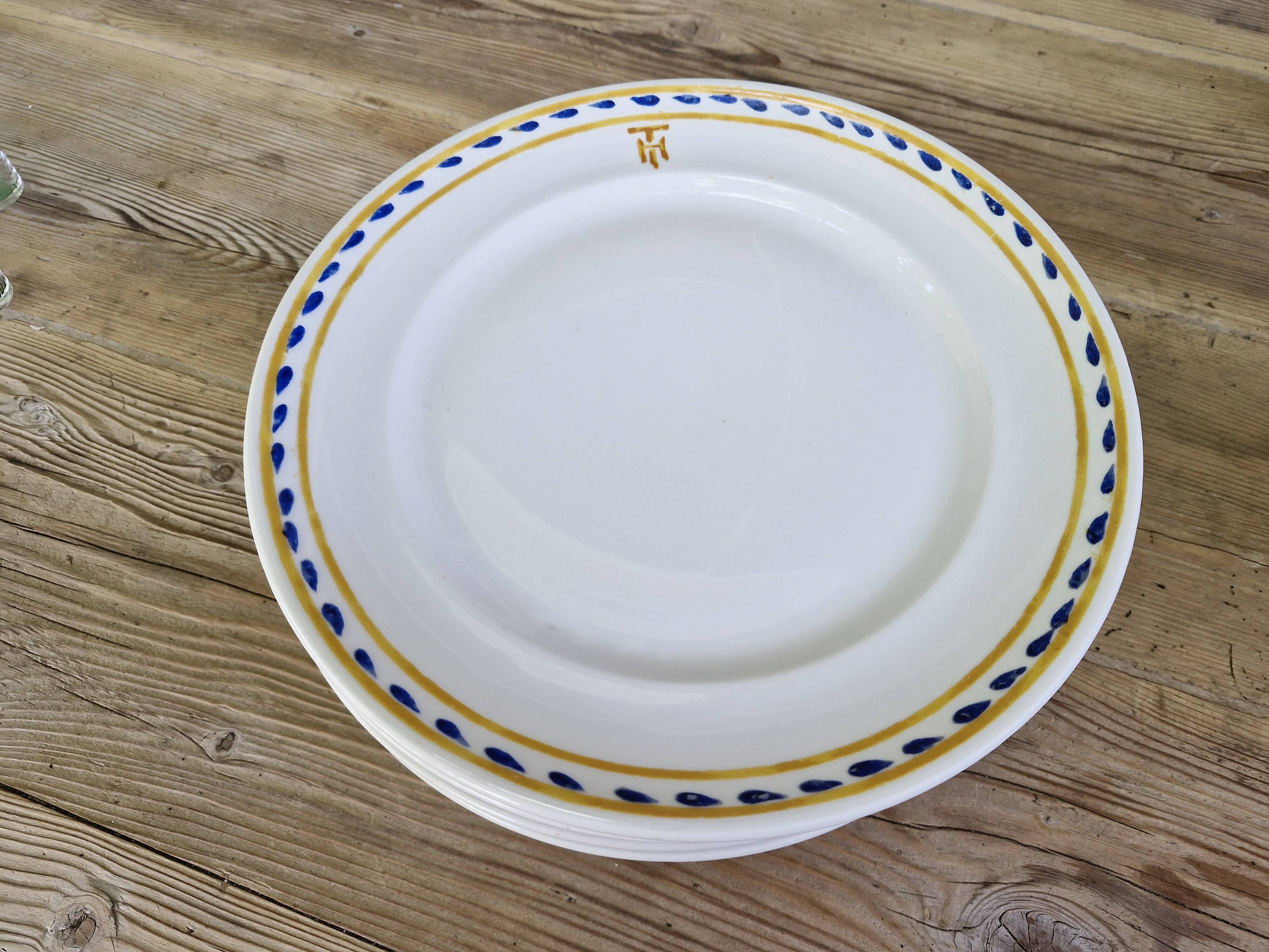 Rare 9 Antique Theodore Haviland Plates - Stamped & Monogrammed