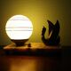 Art deco table lamp 1920/1940, marble, opaline, regulated swan