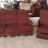 Burgundy velvet canapé bed in Louis XV Regency style.