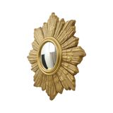 Miroir soleil convexe en plâtre doré, Belgique 1960-1970