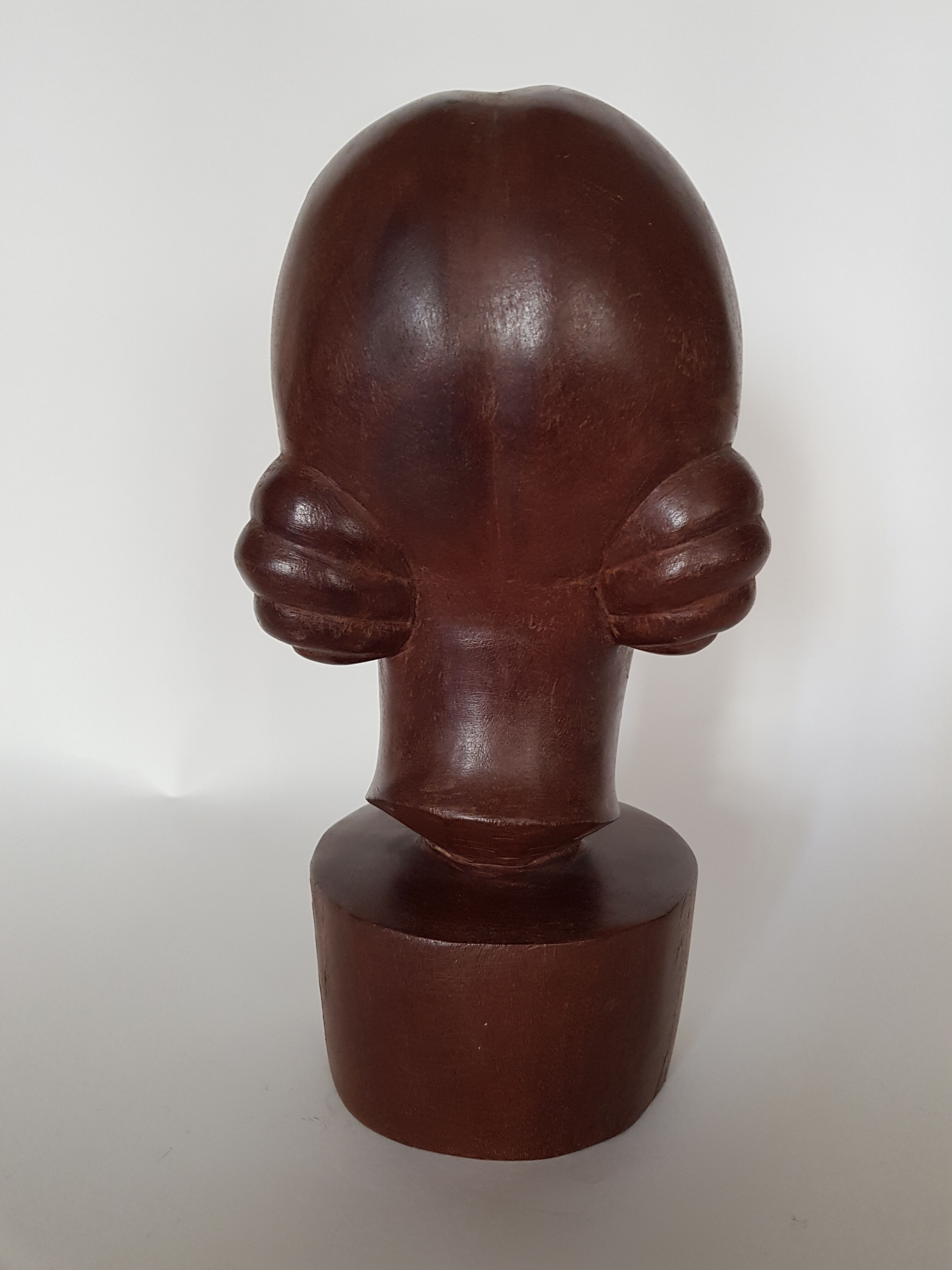 Wooden sculpture, "Young girl with macaroons" 30'