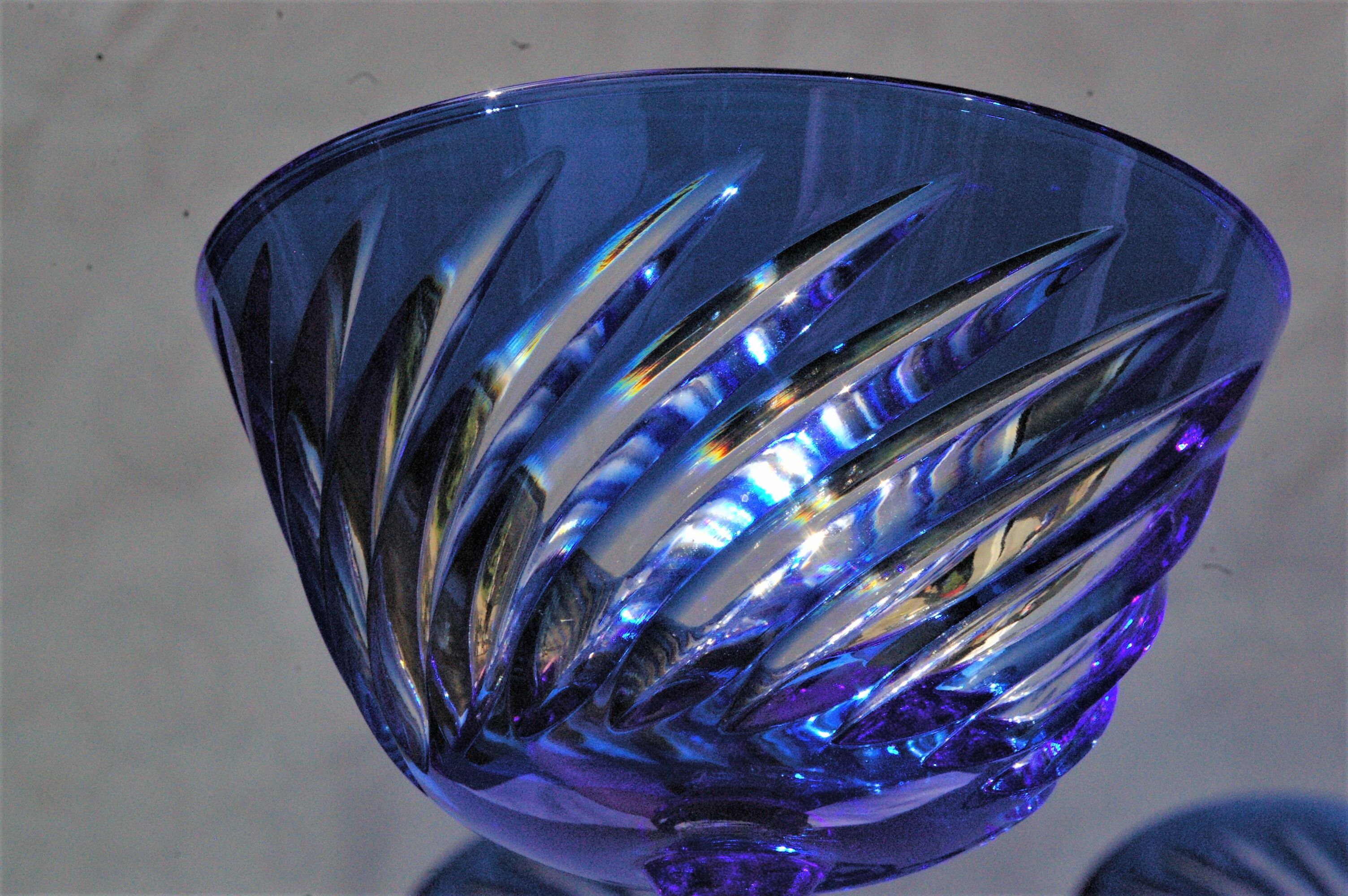 Cristal d'Arques - 6 Champagne Cups Blue Waltz - Double layer crystal