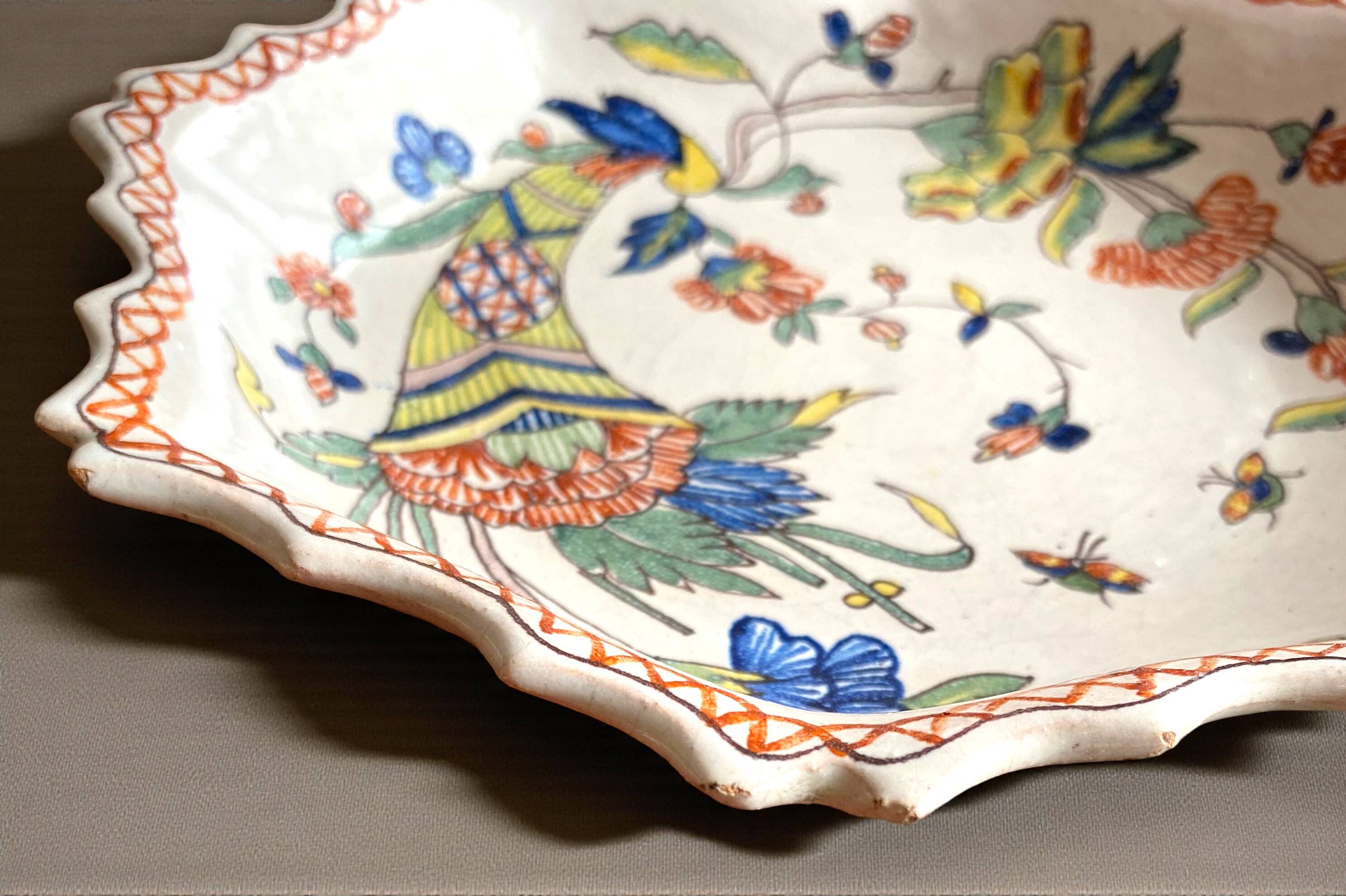 Malicorne earthenware by Pouplard Beatrix: old plate with Rouen decoration